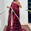 Maroon Embroidery Zari Saree