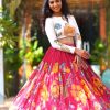 Pink Cotton Printed Lehenga Choli