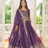 Purple Georgette Embroidery Sequence Lehenga Choli