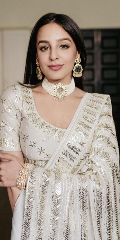 Fancy White Color Georgette Embroidery Sequins Saree Fancy White Color Georgette Embroidery Sequins Saree