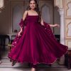 Purple Heavy Faux Georgette With Fully Flair Salwar Suit