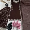 Luminous Coffee Color Georgette Embroidery Sequence Salwar Suit