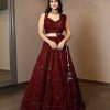 Luminous Maroon Color Georgette Embroidery Work Lehenga Choli