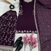 Luminous Purple Color Georgette Embroidery Sequence Salwar Suit