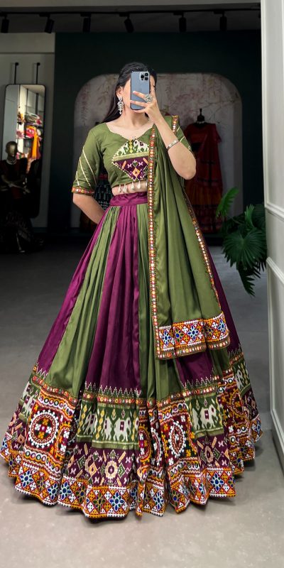 Majestic Wine Color Rayon Printed Silk Work Lehenga Choli