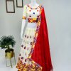 White Georgette Silk Embroidery Lehenga Choli