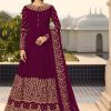 Purple Georgette Cording Anarkali Suit