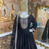 Black Chinon Silk Embroidery Sequence Gown