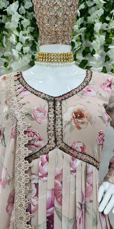 Pretty Light Grey Color Georgette Digital Printed Salwar Suit