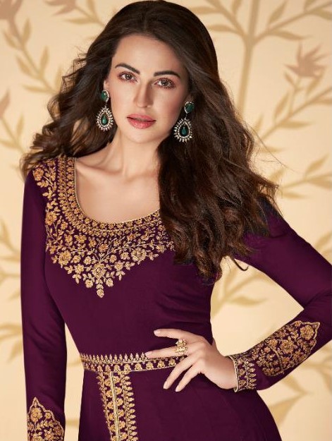 Pretty Purple Color Georgette Embroidery Sharara Suit