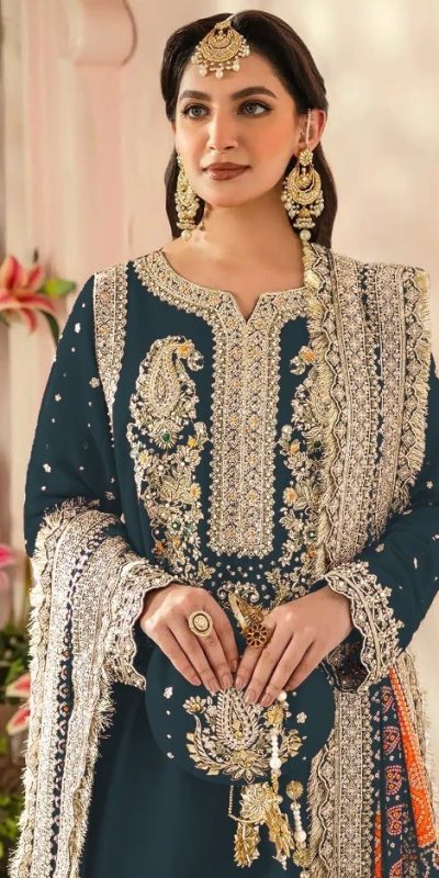 Sightly Stone Green Color Georgette Embroidery Work Salwar Suit