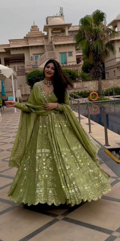 Special Green Color Georgette Embroidery Sequence Salwar Suit