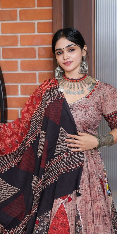 Stylish Brown Color Rayon Printed Silk Work Lehenga Choli