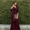 Maroon Georgette Thread Sequence Salwar Suit