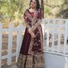 Maroon Georgette Embroidery Sequence Gown