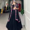 Black Georgette Plain Embroidery Lehenga Choli