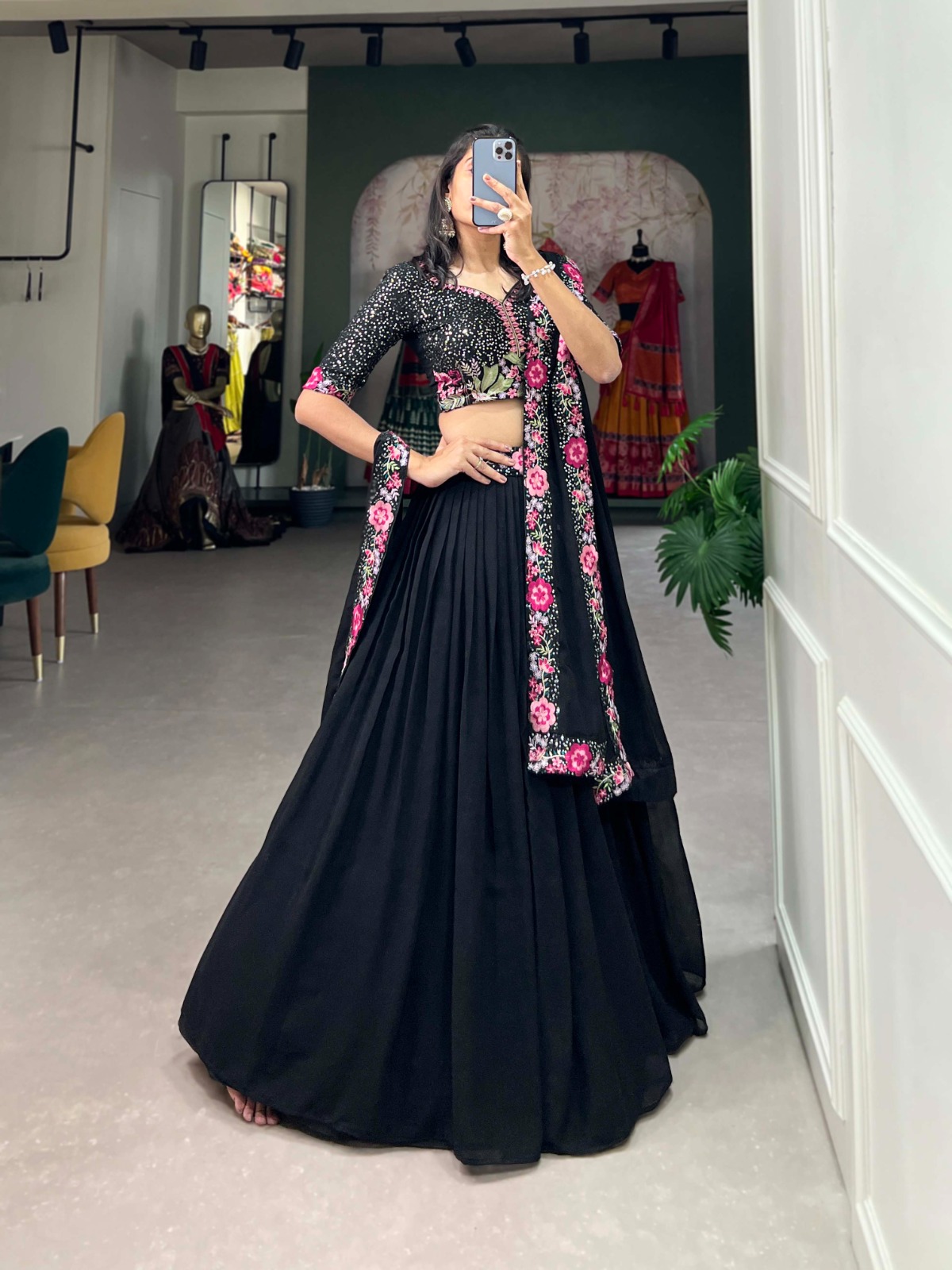 LNB 1403 Black Color Georgette Plain Embroidery Lehenga Choli Festive Party Wedding, Events etc. Delivery 4-6 Working Days @2999/- | Lehenga, Bollywood Lehenga, Creative Lehenga, Designer Lehenga, Embroidered Lehenga, Party Wear Lehenga