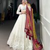 White Georgette Lucknowi Paper Mirror Lehenga Choli