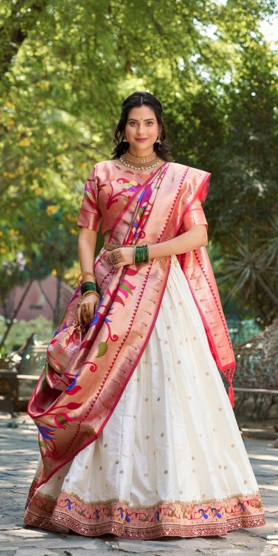 LNB 2005 White Jacquard Silk Weaving Zari Lehenga Choli Festive Party Wedding, Events etc. Delivery 4-6 Working Days @3499/- | Lehenga, Bollywood Lehenga, Creative Lehenga, Designer Lehenga, Embroidered Lehenga, Party Wear Lehenga