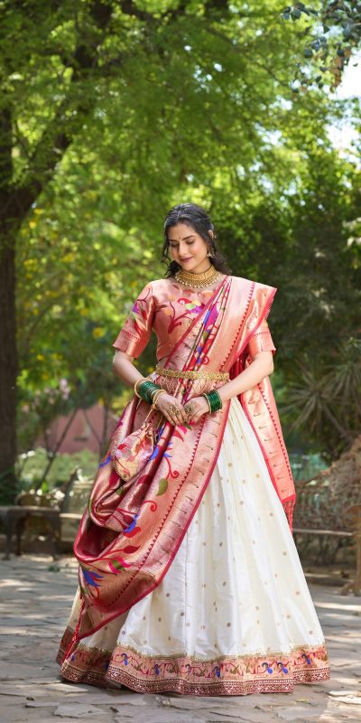 LNB 2005 White Jacquard Silk Weaving Zari Lehenga Choli Festive Party Wedding, Events etc. Delivery 4-6 Working Days @3499/- | Lehenga, Bollywood Lehenga, Creative Lehenga, Designer Lehenga, Embroidered Lehenga, Party Wear Lehenga