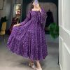 Purple Georgette Floral Printed Work Gown