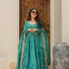 Green Two Tone Banarasi Silk Digital Printed Gown