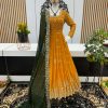 Yellow Georgette Sequence Embroidery Gown