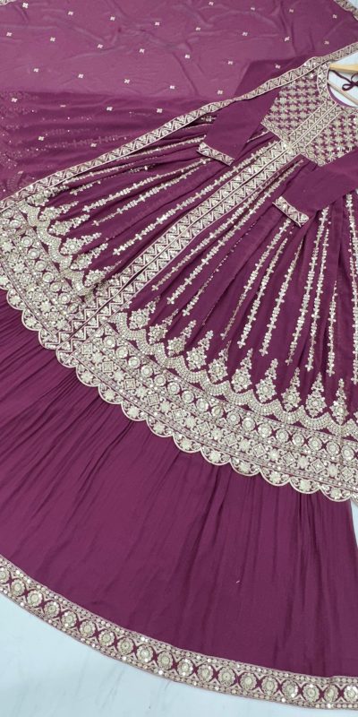 Artful Purple Color Georgette Embroidery Sequence Lehenga Choli