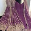 Purple Georgette Embroidery Sequence Lehenga Choli