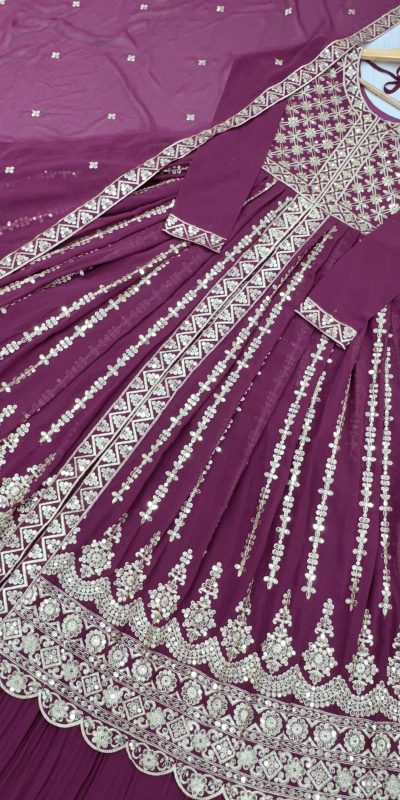 Artful Purple Color Georgette Embroidery Sequence Lehenga Choli