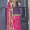 Purple & Pink Georgette Embroidery Salwar Suit