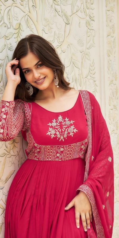 Ram 025 Pink Color Georgette Sequence Embroidery Gown Casual, Wedding, Festive, Events Expected Delivery 4-6 Working Days @1999/- | Gowns, Bollywood Gowns, Creative Gowns, Designer Gowns, Embroidered Gowns, Party Wear Gowns