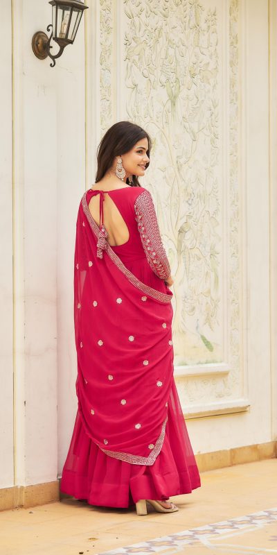 Ram 025 Pink Color Georgette Sequence Embroidery Gown Casual, Wedding, Festive, Events Expected Delivery 4-6 Working Days @1999/- | Gowns, Bollywood Gowns, Creative Gowns, Designer Gowns, Embroidered Gowns, Party Wear Gowns