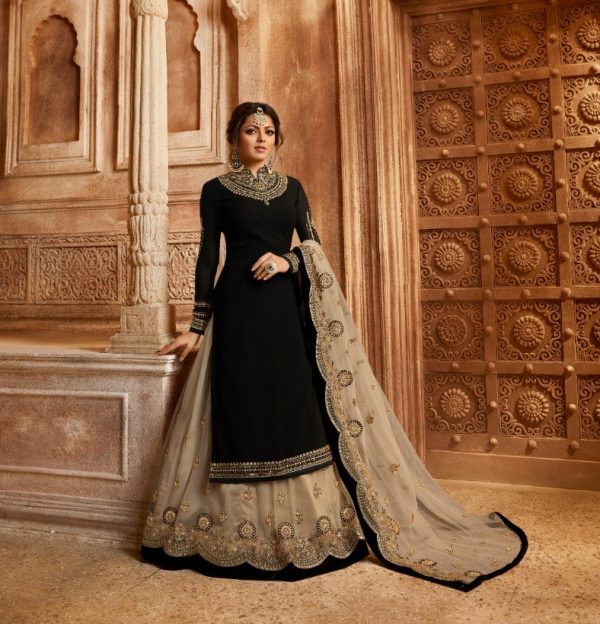 Beautiful Black Color Georgette Embroidery Sharara Suit