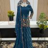 Blue Heavy Georgette Embroidery Salwar Suit