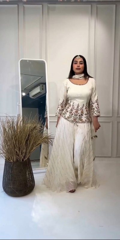 Classic White Color Heavy Georgette Embroidery Salwar Suit