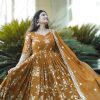 Mustard Georgette Embroidery Sequence Anarkali Suit