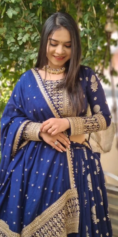 Fancy Blue Color Georgette Embroidery Sequence Lehenga Choli