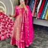 Pink Kota Silk Weaving Jacquard With Koti Gown