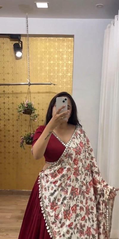 Fine Maroon Color Pure Cotton Sequence Lehenga Choli