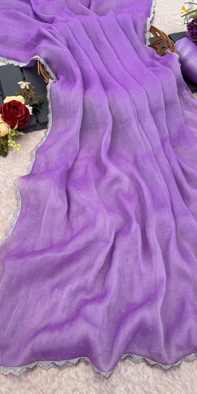 Grand Purple Color Soft Burberry Zimmy choo Silk Saree