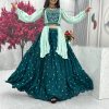 Green Chinon Real Handwork Lehenga Choli
