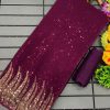 Purple Full Saree Of Heavy Quality 60 Gram Georgette Saree