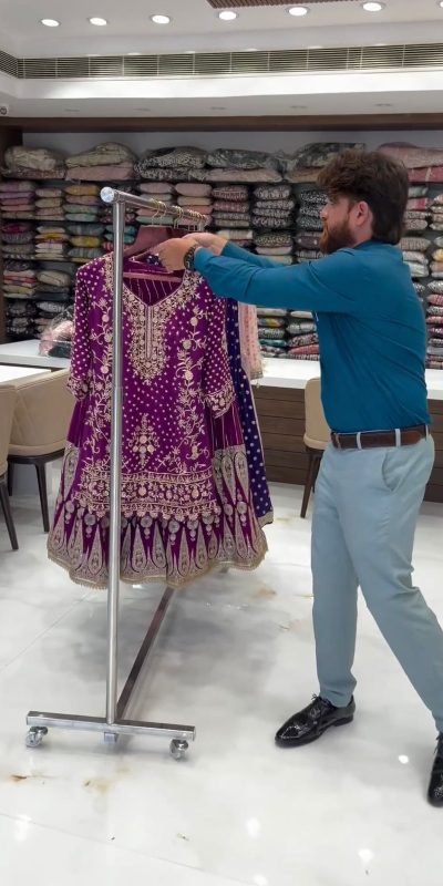 Peaceful Purple Color Georgette Thread Sequence Salwar Suit