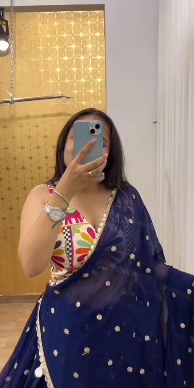 Pure Navy Blue Color Mono Slab Heavy Gamathi Work Lehenga Choli