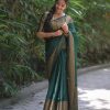 Dark Green Soft Silk Jacquard All Over Saree