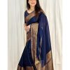 Navy Blue Soft Silk Jacquard All Over Saree