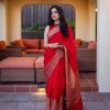 Red Soft Silk Cloth Jacquard All Over Saree
