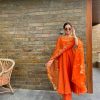 Orange Georgette Coin Lace Border Salwar Suit
