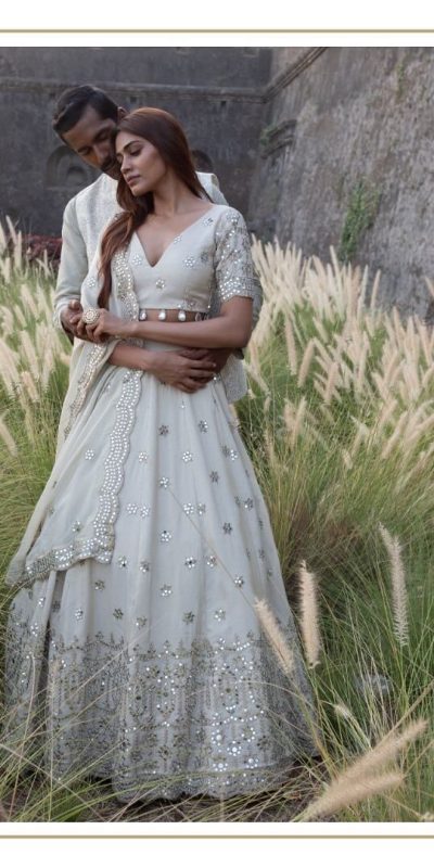 Superb White Color Georgette Heavy Embroidery Lehenga Choli